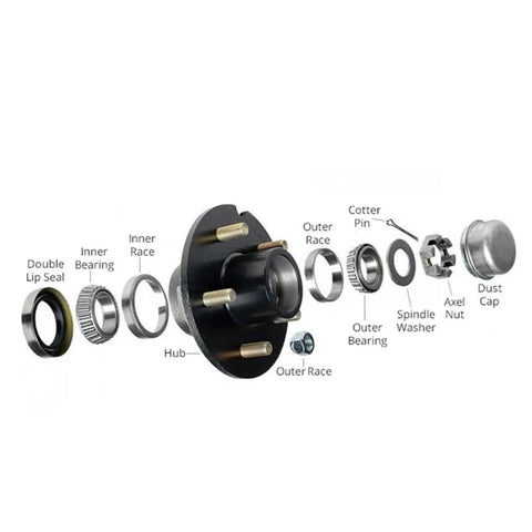 Exploded view of Boat Trailer Wheel Bearing Kit With TB Seal Easy Install For 1 1/16 Inch Axles showing parts.