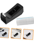 Six Station Blue Desktop Tape Dispenser Set With Six Premium Adhesive Rolls For Legit Heavy Duty Packing Smooth Desk Organization And No Sweat Sealing Top Shelf Workspace Solution on a workspace.