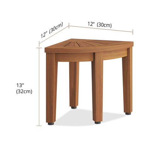 Kai OptiAREA Teak Foot Rest For Corner Showers Go-To Durable Water Resistant Foot Stool With No Slip Feet Space Saving Design For Indoor And Outdoor Use Perfect For Shaving Legs