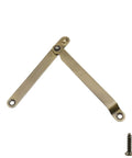 2 Pack 180 Degree Folding Lid Support Hinges For Cabinets And Furniture, 4 Inch Brass Bronze Finish with screws visible