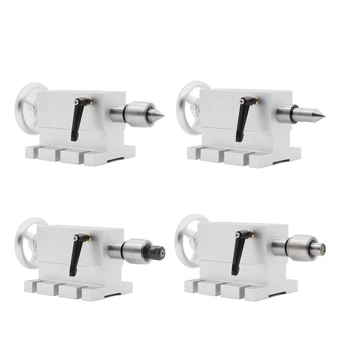 Heavy Duty Single CNC Tailstock Assembly With Movable Base And Four Head Setup For Rotary Fourth Axis Engraving Machines view from multiple angles.