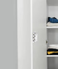 Stainless Steel Adjustable Ball Catch for Cabinets and Doors, 10 Pair Pack installed on white cabinet door