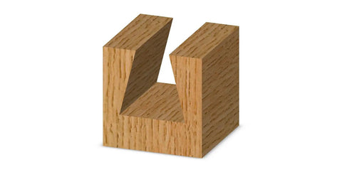 Pro Grade 14 Degree Carbide Dovetail Router Bit With 1/2 Inch Big Cutter And Deep Cut Sweep joint sample in wood.