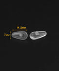 Right Up Your Alley Clear Silicone Nose Pads For Oakley Shades And Eyeglasses, showing two 14.5mm x 7mm clear pads.