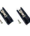 Level Up Your Daily Grind With This New Slick Two Pack Bit Holder Adapter Set That Gets The Job Done Fast On 20V Max Impact Drivers And Heavy Drills: Two black bit holders with metal clips and screws.