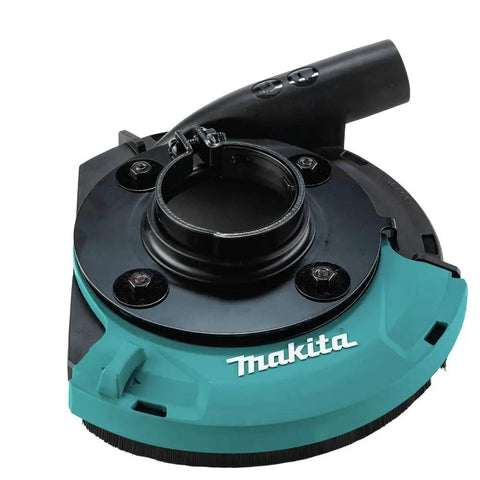 Front view of a 7 Inch Dust Extraction Surface Grinding Shroud With Soft Brushes, 4-Spring Suspension Keeps It Flush Against Surfaces.