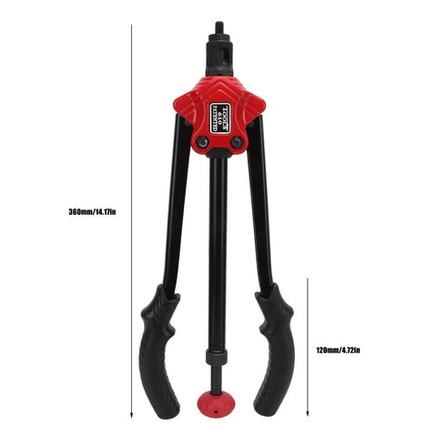 14 Inch Hand Blind Rivet Nut Setter Kit With 6 Interchangeable Mandrels Anti Slip Curved Handle front view