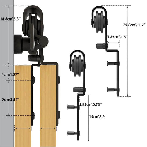 20 Foot Bypass Sliding Barn Door Hardware Kit For Double Doors, Single Track, Flat J Shape Hangers, Quiet Rollers, 220 Lb Capacity