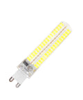 LED light bulb with G9 base and multiple yellow diodes visible, isolated on a white background, energy-efficient lighting option.