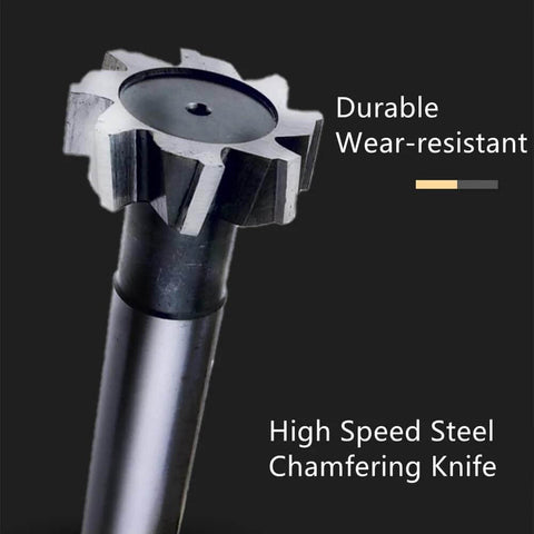 Close-up of NACX HSS-AL T-slot end mill, unfinished high-speed steel, 10x2x60mm, 6-flute, Amazon
