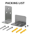 Stainless Steel Sliding Barn Door Floor Guide 2 Pack With Adjustable Brackets, screws, and wall anchors, flush bottom design.