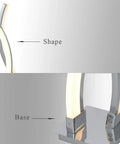 Close-up of modern chrome arc base and shape of LED Table Lamp For Bedroom With Touch Dimmable Brightness And Memory Function