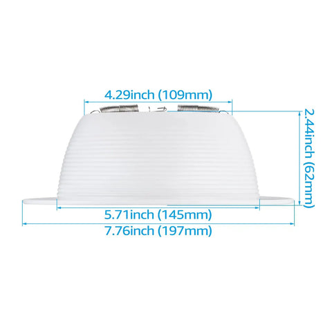 Diagram of 6 Inch White Recessed Light Trim With Detachable Ring And Step Baffle, Full Metal For 6 Inch Recessed Can