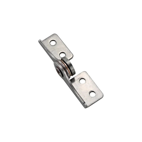 Rotary torque hinge in 304 stainless steel, L-shaped mounting bracket with two screw holes and central roller.