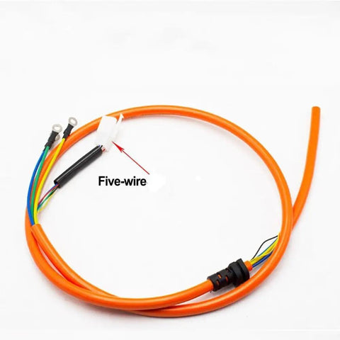 Badass Pure Copper Ebike Motor Cable 5 Wire Hall Sensor Extension high temp resistant, featuring an orange five-wire harness for e-bike connections.