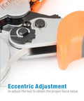 Close-up of eccentric adjustment on Square Self-Adjusting Crimping Tool For AWG 23 To 10 Bootlace End Sleeves Ferrule Ratcheting Pliers