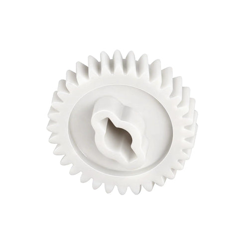 Beefed-Up Garage Door Opener Helical Drive Gear Replacement for Overhead Door Models 456 556 561 and 656, white gear close-up