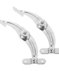 Silver Nickel Plated Iron Miniature Door Hinge With Soft Close Lid Versatile Support Rod For Cabinet Doors displayed on white background.