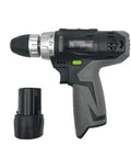 Badass Rechargeable Two-Speed Drill and Screwdriver Combo with 10mm Chuck and Reverse Toggle, featuring battery and ergonomic grip for DIY work.
