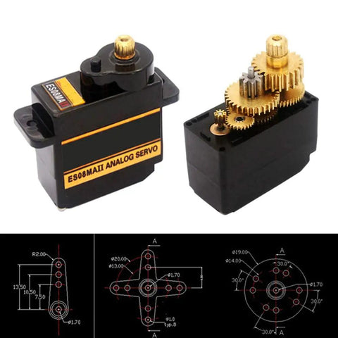 Four Pack ES08MA II 12g Mini Metal Gear Analog Servo Shockproof For RC Models, Low Noise, Stable Performance components