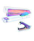 Clear Rainbow Acrylic Stapler And Staples Remover Set For Your Desk Stainless Steel Rod Sleek Executive Style Durable ABS Build