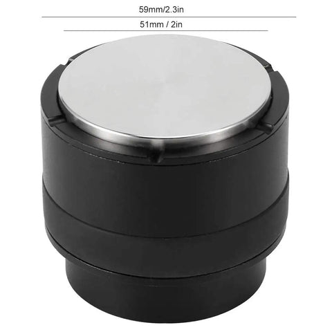 Pro Grade 51mm Coffee Distributor Leveler Heavy Duty Stainless Steel Espresso Tool with a sleek black and silver design