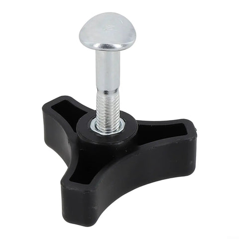 Premium Lawn Mower Parts Set With Durable Plastic Triangle Handle Knob, Bolt And Screw Kit For Yard Garden Outdoor Machines, Featuring 50 MM Long Screw, 20 Mm Head Diameter, And 6 Mm Shaft Fit In Silver And Black. black triangle handle knob with silver bolt for lawn mower repair