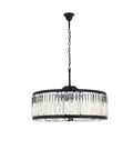 Chelsea Collection 10-Light Pendant Lamp With Royal Cut Crystals And Mocha Brown Finish transitional ceiling fixture hanging from the ceiling.