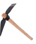 Multipurpose Garden Pick And Mattock Hand Tool for Digging Weeding Turning Soil, durable one-piece forged construction, wood handle