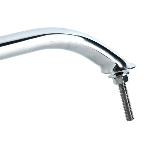 Two Pack Polished Stainless Steel Heavy Duty Oval Boat Grab Handle Hand Rail With Flange And Stud 24 Inch Marine Grade Deck Mount