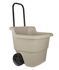 Taupe 15.5 Gallon Resin Garden Cart On Wheels Lightweight Two Wheel Wheelbarrow for gardening and outdoor tasks