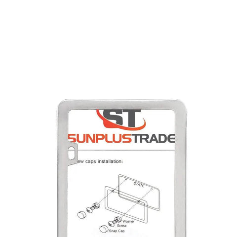 Stainless Steel License Plate Frame Set With Chrome Screw Caps Slim 2 Hole Design assembly guide image