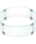 Round Gas Fire Pit Glass Wind Guard For 23 Inch Round Pits, clear tempered glass shield with metal brackets, outdoor use.