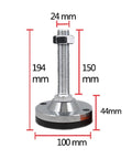 Heavy Duty Adjustable Leveler Feet Four Pack With Thick Non Slip Pvc Bottom Hella Sturdy For Kitchen Cabinets Workbenches And Tables, showing dimensions and design.