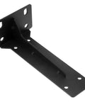 Rock Solid Heavy Duty Metal L Shelf Brackets close-up view, matte black cold rolled steel for sturdy desk and storage support.