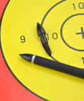 24 Pack Archery Field Points 60 65 75 Grain Screw In on a yellow target for real practice target shooting, durable steel built to last.