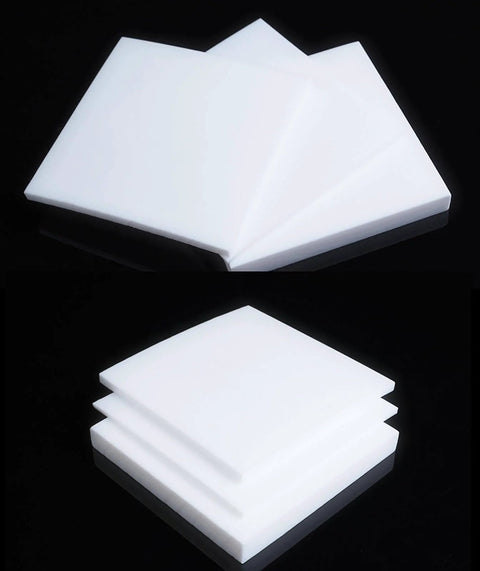 PTFE Teflon Sheet 200x300mm Formable Nonstick Board, stack of white sheets, shown in top and side views, for DIY Crafts and Gaskets
