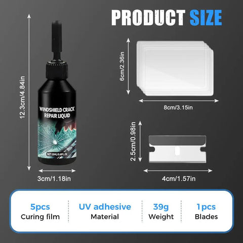 Windshield Crack Repair Kit With Fast Glass Repair Fluid For Cars, Universal Chip And Crack Fix, Quick Windshield Glass Repair Tools