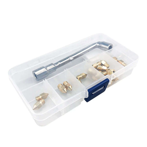 24 Piece Brass MK8 3D Printer Nozzle Set For Makers Pro Grade With 0.2mm 0.4mm 0.6mm 0.8mm 1.0mm Nozzles, DIY Tools And Metal Storage Box