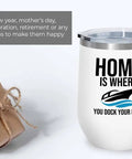 Twelve Ounce White Wine Tumbler For Dockin Your Boat On Pontoon And Yacht Trips with gift boxes, spill-resistant design.