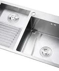 Go-To Heavy Duty Stainless Steel Laundry Utility Sink With Washboard Dual Basin Built Tough For Home Use, showing double bowls