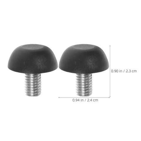 Two Heavy Duty M8 Adjustable Furniture Leveling Feet with Screw-In Legs, plastic and metal for tables, size markings shown