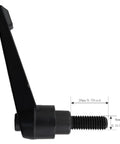 Black Adjustable Tightening Handle Screw Side View, M8 Thread 20mm Bolt 58mm Lever, for Lathe Woodworking and Packaging Machinery