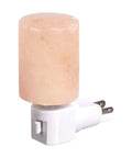 Pink Himalayan Salt Plug-In Night Light in Cylindrical Crystal Shape, 360-Degree Rotating, Waterproof, on white background