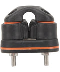 Beefy Quick Release Rope Cleat for Boats with Marine Grade Cam Cleat and Ball Bearing Action, front view, black material