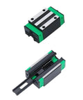 Heavy Duty Steel Linear Guide Rail Kit 550mm Featuring Ultra Smooth HGR20 Rails Paired With Rock Solid HGH20CA Slider Blocks top and side view