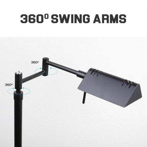 Dimmable LED Pharmacy Floor Lamp With Full Range Dimming And 360 Degree Swing Arms, Adjustable Height Standing Lamp in Black