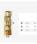 Rotating Book Shelf With 360 Degree Spin No Fuss Multi Level Floor Bookcase For Living Room Or Office, yellow color, dimensions listed