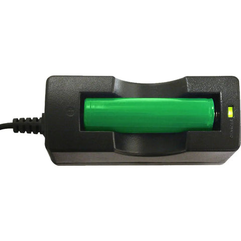 Battery charger for 1300 Lumen Narrow Beam Dive Light With Tail Switch For Scuba And Snorkeling, black casing with green battery