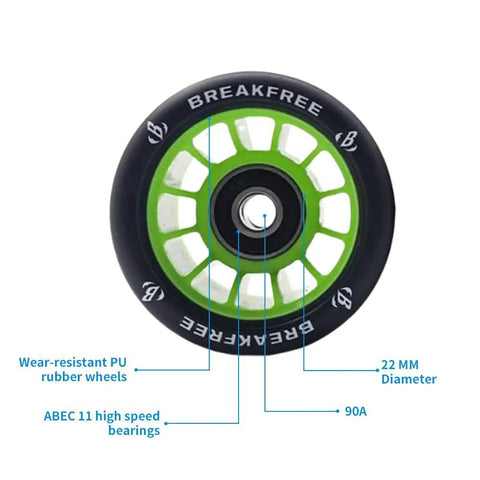 8 Pack Roller Skate Wheels 62mm X 42mm 90A High Rebound With Bearings And Mounting Tools ABEC 11-608 Installed For Indoor Or Outdoor Use Green